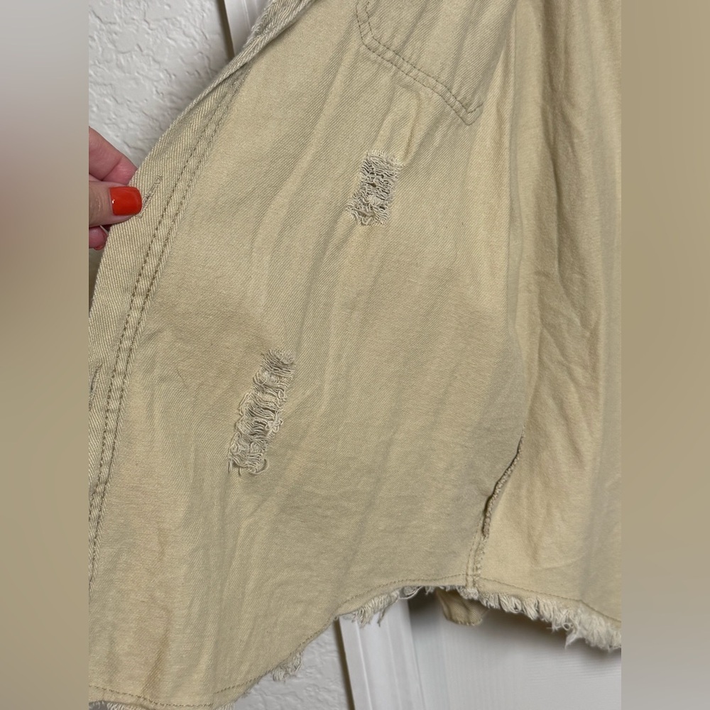 Distressed Tan Denim Jacket - Picture 6 of 11